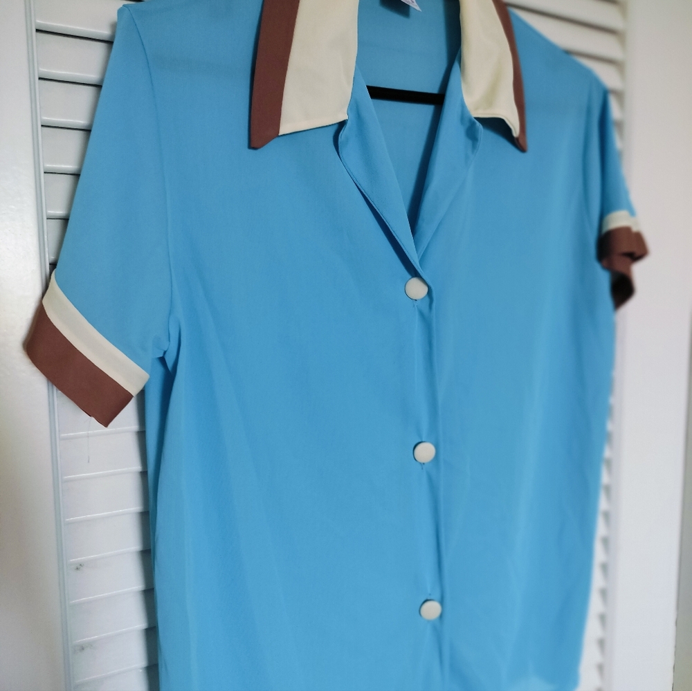 Vintage 1950s Gaymode JCPenney Robe, Top & Pants 3 piece Pajama Set Blue - Picture 9 of 16